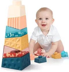 Toddler Stacking Building Blocks Toys Irregular Square Montessori Early Educational Learning Sensory Toys Gift