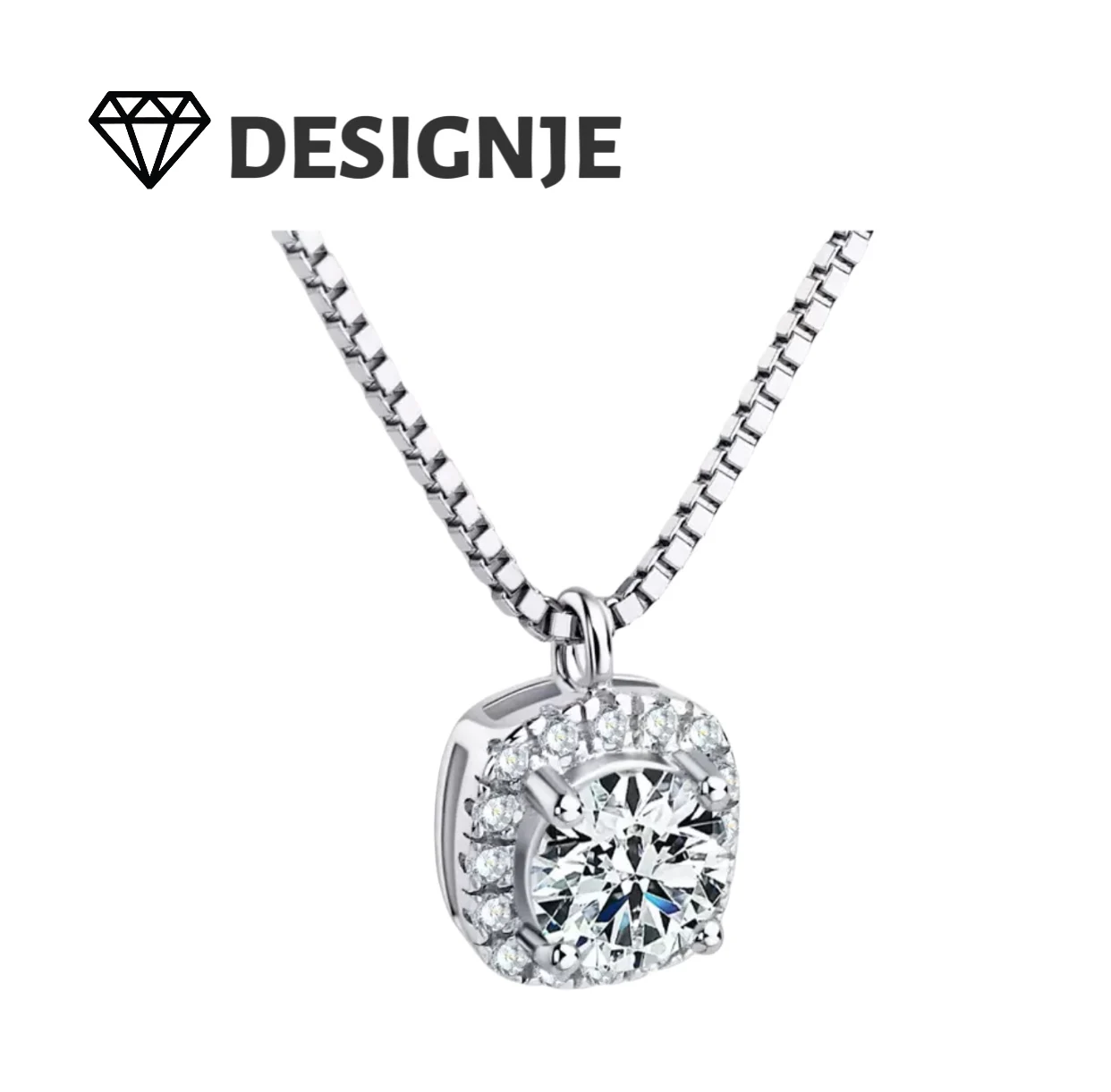 

Luxury moissanite necklace for women, small square sugar, versatile, high-end, clavicle chain, Valentine's Day gift