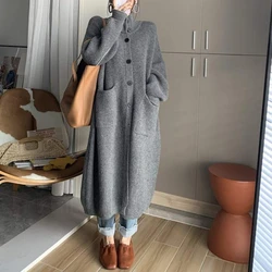 Long Kintted Cardigan Women Jacket Autumn Winter Yellow Crochet Loose Long Sleeve Woman Sweater Warm Jumper Causal Cardigans