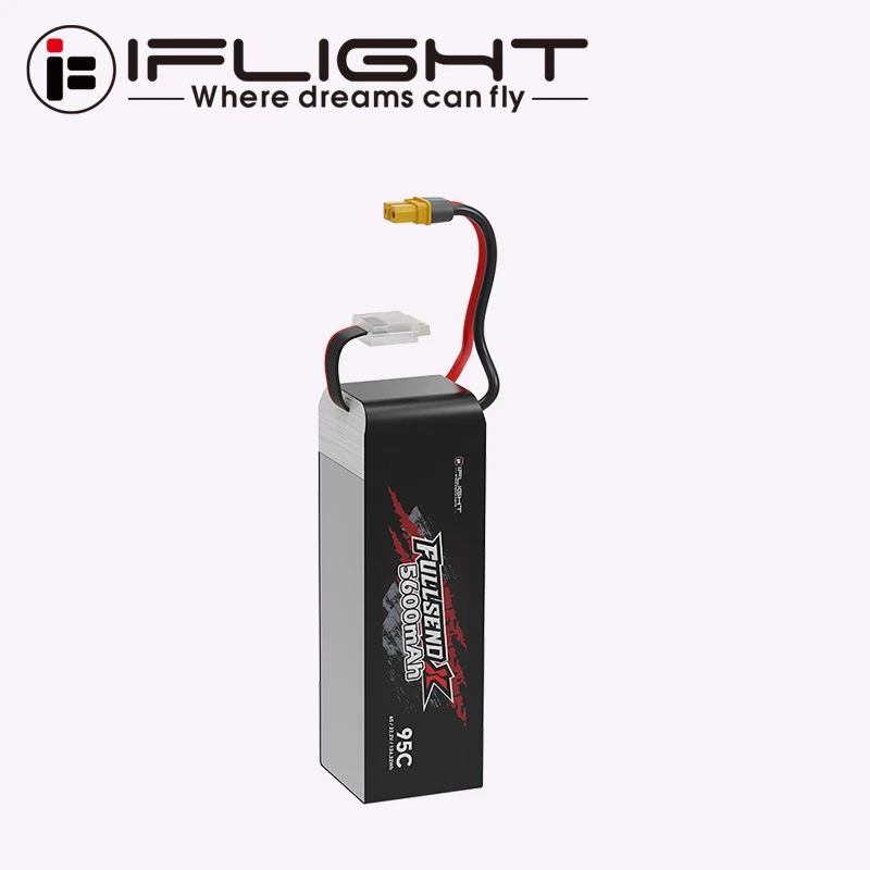 iFlight Fullsend X 6S 5600mAh 22.2V 95C LiPo Battery 6S1P Grade A Cells XT60/XT90 for 7-10in Long Range FPV Racing Drone