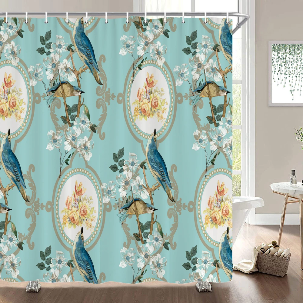 

Waterproof Shower Curtain 3d printed European Flowers Bath Curtains Bathroom Polyester Cloth 180*180cm Bath Screen With Hooks