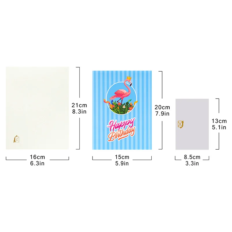 2Pcs New 3D Pop-Up Greeting Cards, Birthday Cake Greeting Cards, Flamingo Birthday Greeting Cards