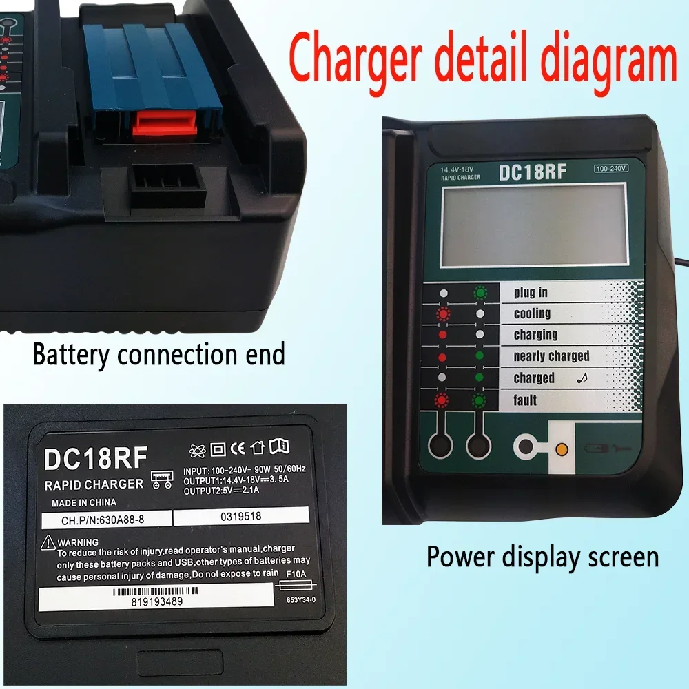 

18V Replacement Lithium Battery 10Ah For Makita BL1830B BL1850B BL1850 BL1840 BL1860 BL1815