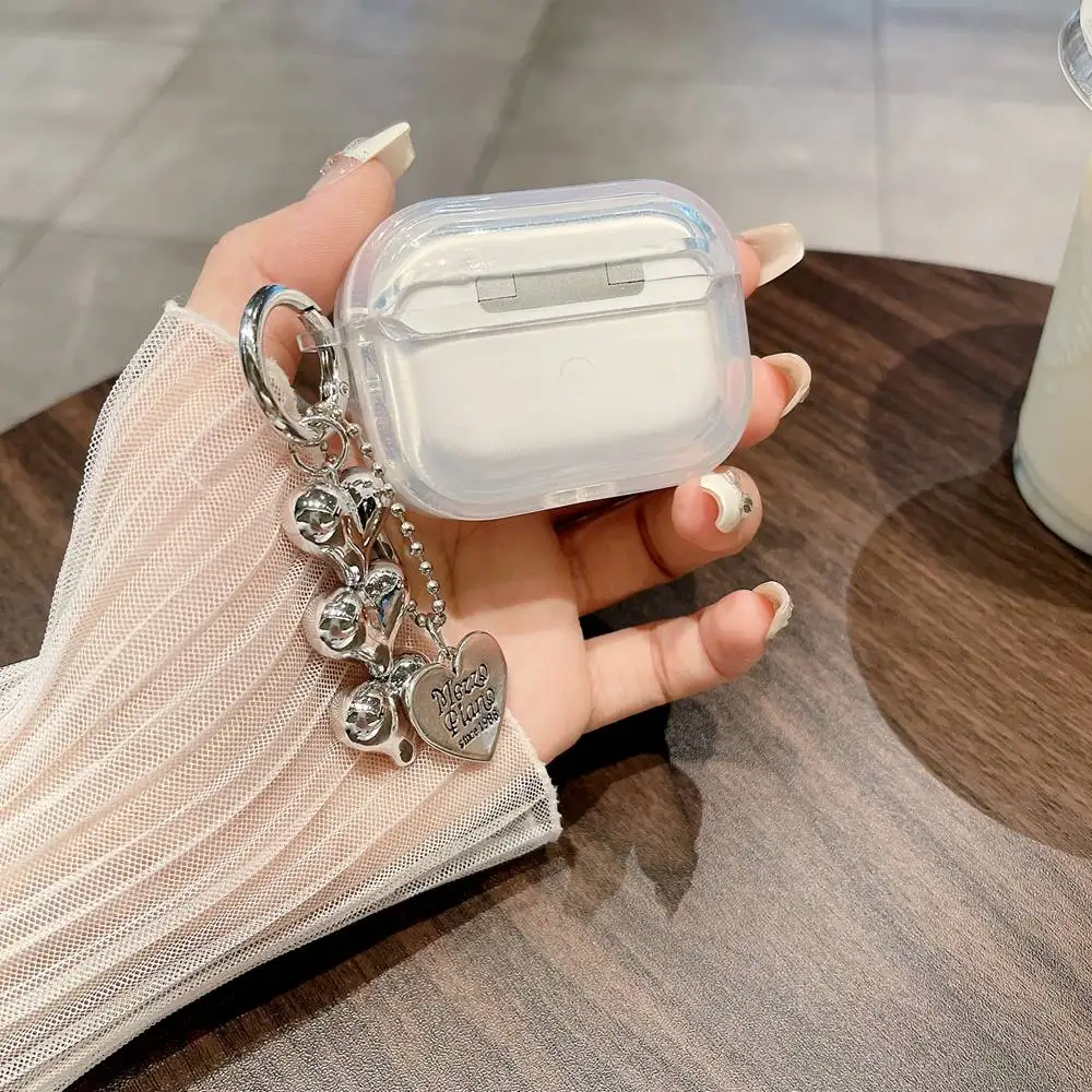 Funda protectora de auriculares Ins 3D Love Heart para Apple AirPods Pro 2, cubierta transparente para AirPods 3, caja inalámbrica con llavero