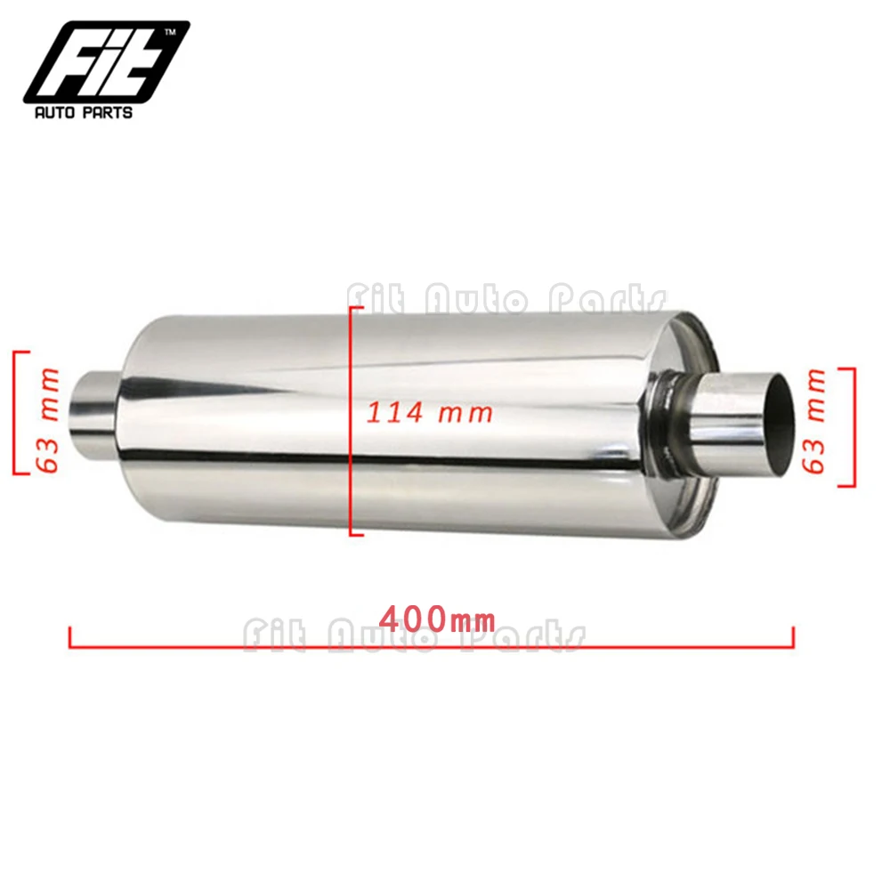 high quality Stainless Steel Exhaust Sport Muffler Pipe Chrome Car Resonator 2'' 2.5'' 3'' inlet Racing Muffler