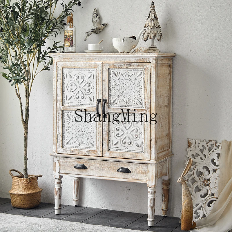 

LXY solid wood porch cabinet foyer decorative cabinet B & B retro locker