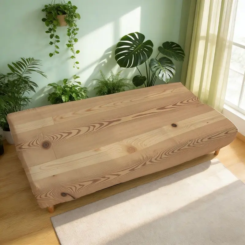 1pc Elastic sofa bed cover,Wood Grain Print Elastic Couch Cover for Living Room, Washable Modern Furniture Protector