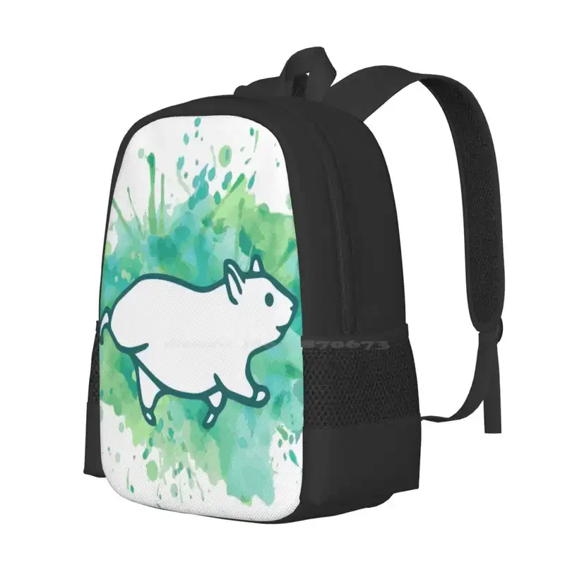 Hamster Splash Hot Sale Schoolbag Backpack Fashion Bags Hamsters Rodent Pet Animal Splash Abstract Green Blue Watercolor Cute