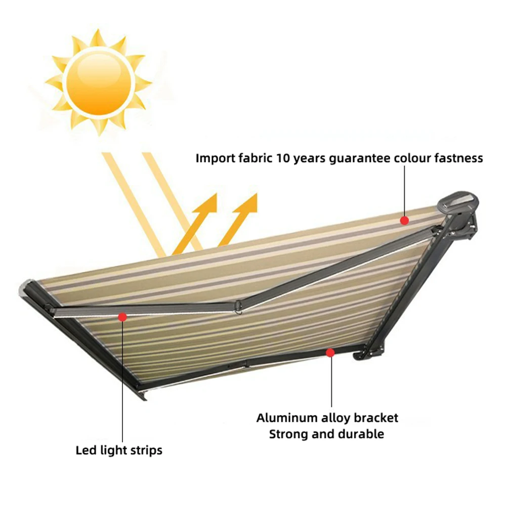 Wifi APP Smart Home Sunshade Rainproof Outdoor Electric Motorized Control Retractable Awning Wind Rain Weather Sensor Balcony UV