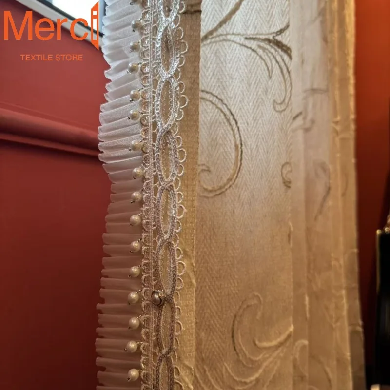 

Новые хлопчатобумажные марлевые шторы с вышивкой льняные тюлевые шторы для гостиной, столовой, спальни, индивидуальный размер, роскошное украшение