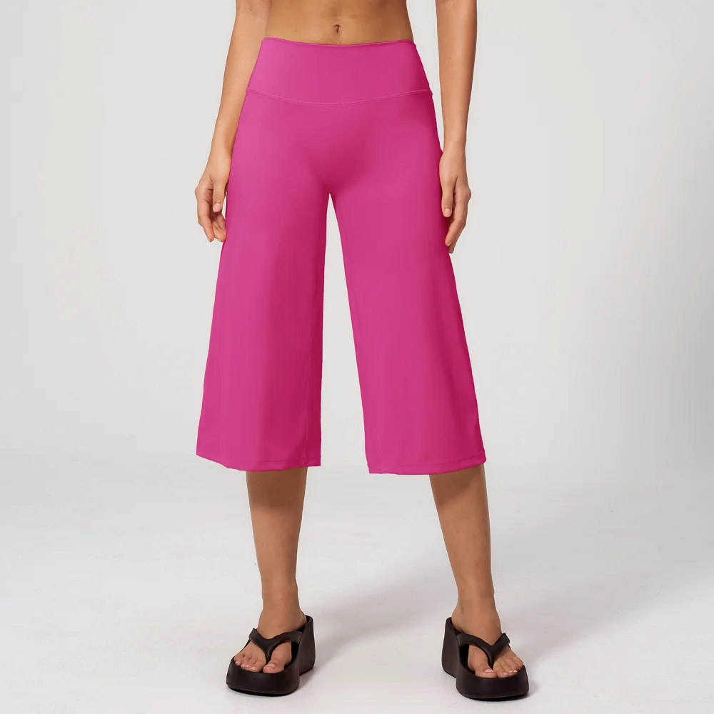 Yoga Clothes Mid Pants Women Wide Legs High Waist Fitness Pants Cycling Outdoor Leisure Sports Pants Quick Drying Wide-leg Pants image 3