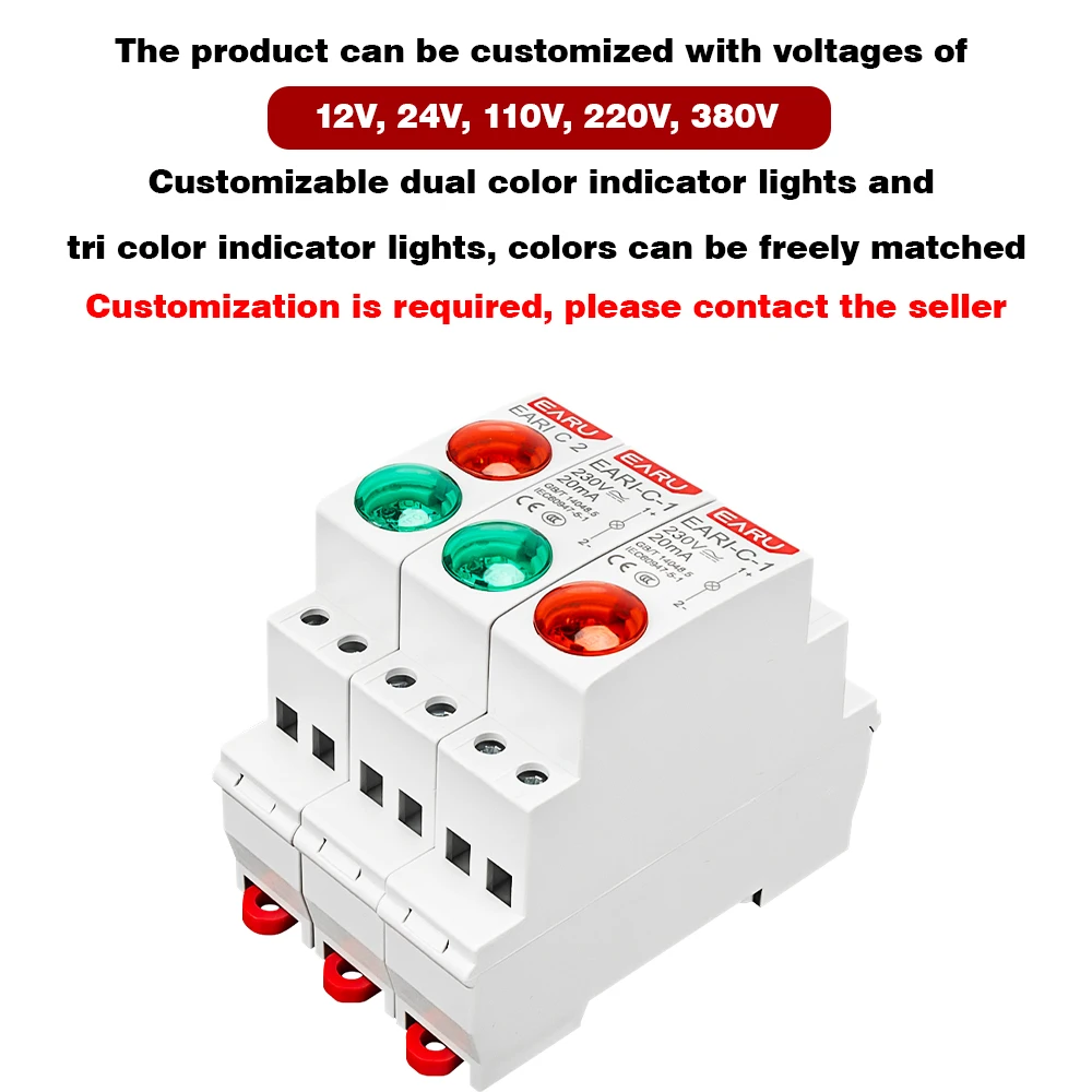 Voyant LED sur rail pour documents touristiques, voyant lumineux, rouge, vert, bleu, 18mm, AC, DC, 220V, 230V, 50Hz, 60Hz