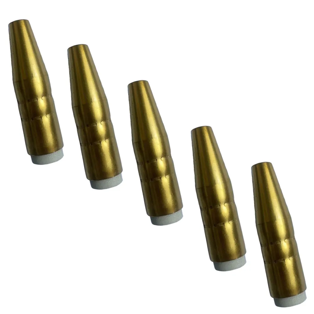 5Piece Gas Nozzle Set 38 Inch Brass for Bernard QS MIG Welding Gas with Compatibility for Multiple Contact Tips