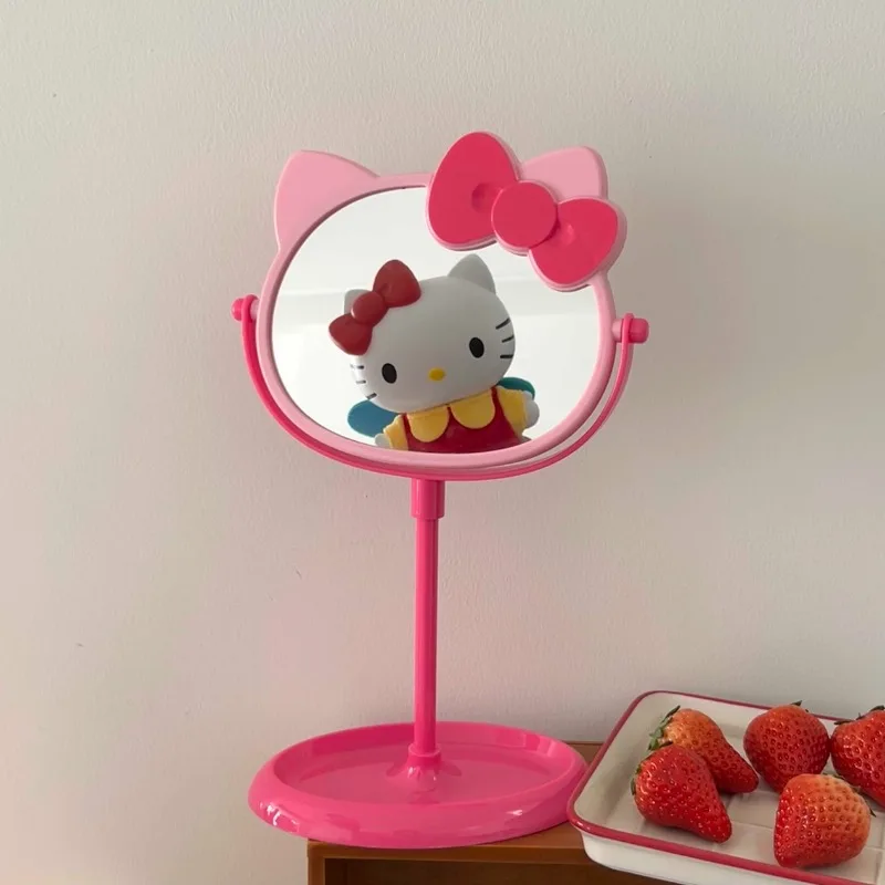 

Простое кавайное зеркало принцессы с бантом «Hello Kitty», милое украшение для дома для девочек, студенческое общежитие, настольное зеркало
