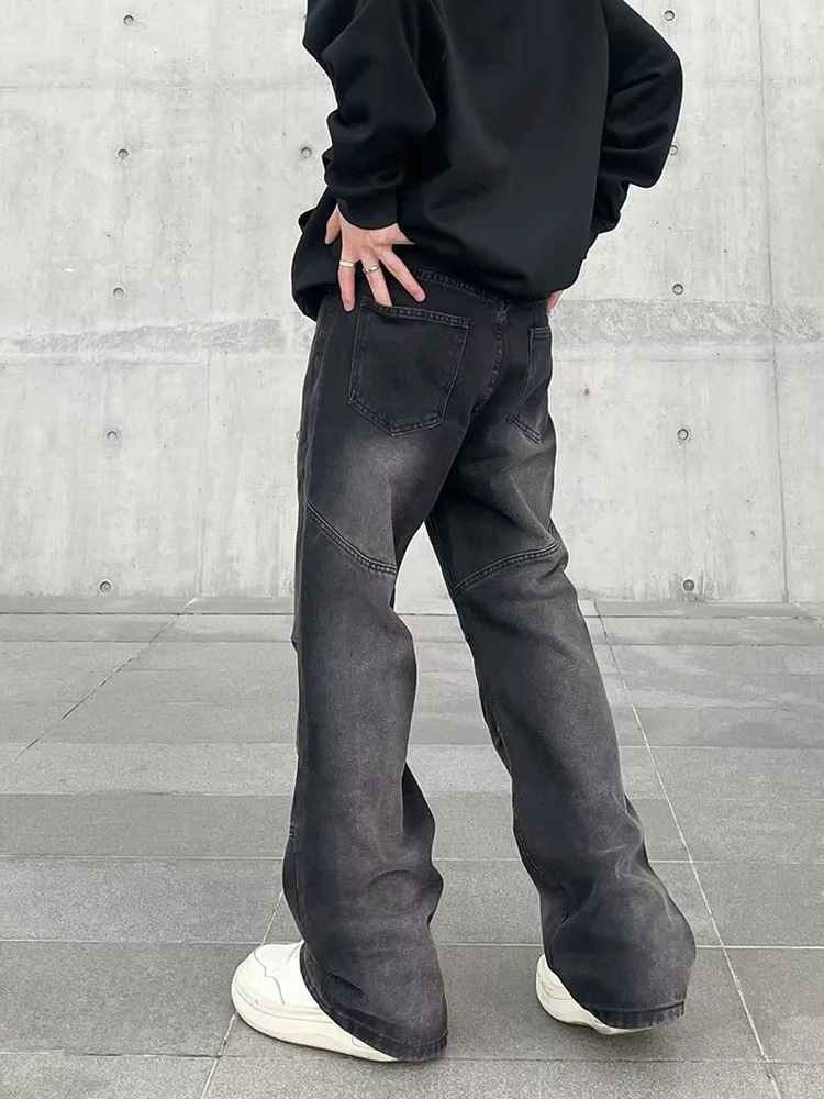 2024 Spodnie Y2K Fashion Vintage Black Pleated Stacked Baggy Jeans Pants For Men Clothes Straight Casual Luxury Long Trousers