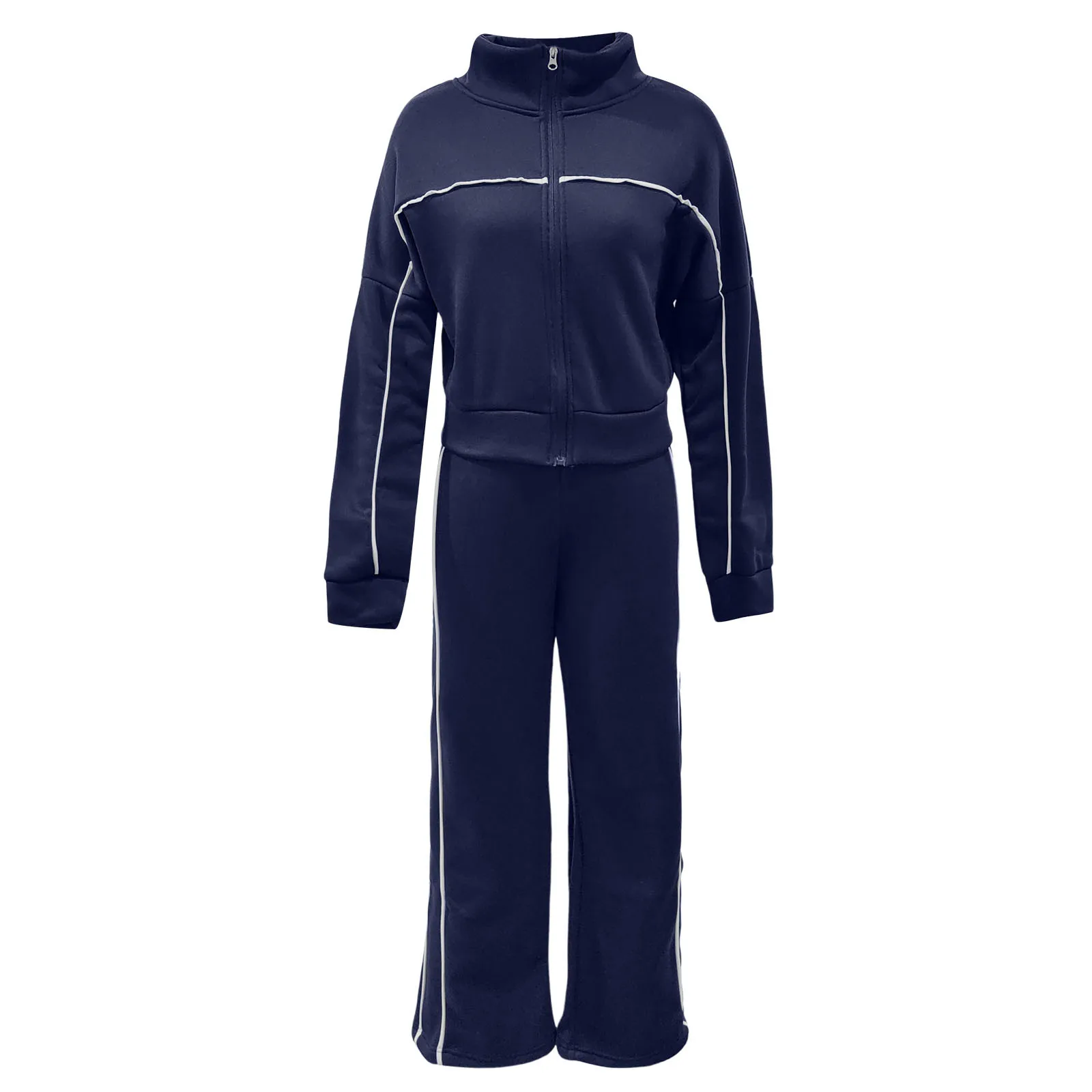 Two-Piece Set Sports Suit For Women, Conjuntos De Pantalones, Long-Sleeved Half-Turtleneck Zipper Cardigan Hoodie Lace-Up Pants