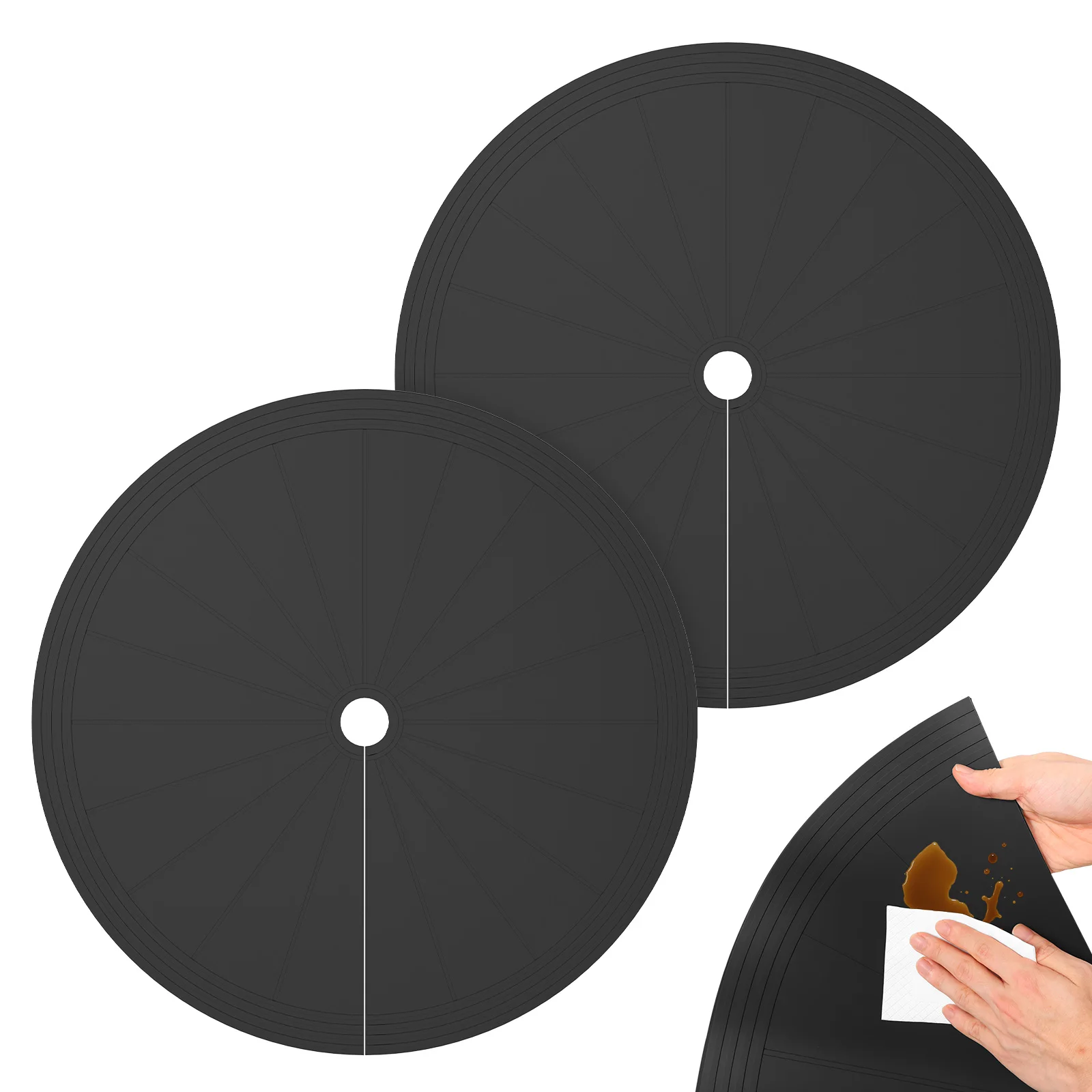 2Pcs Kitchen Anti Slip Mat Lazy Susan Shelf Liner Circle Non Adhesive Cabinet Shelf Liner for Pantry Drawer Kitchen Turntable