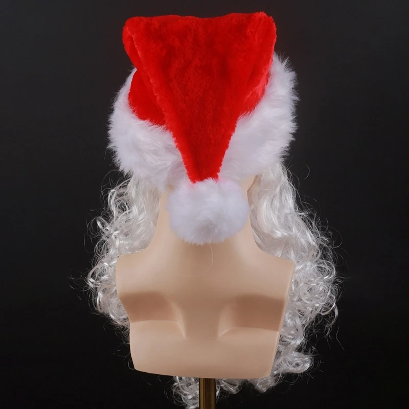 634C Santa Hat Santa Beard Santa Eyeglasses Adult Santa Costume Accessories for Men Women Christmas Party Photography