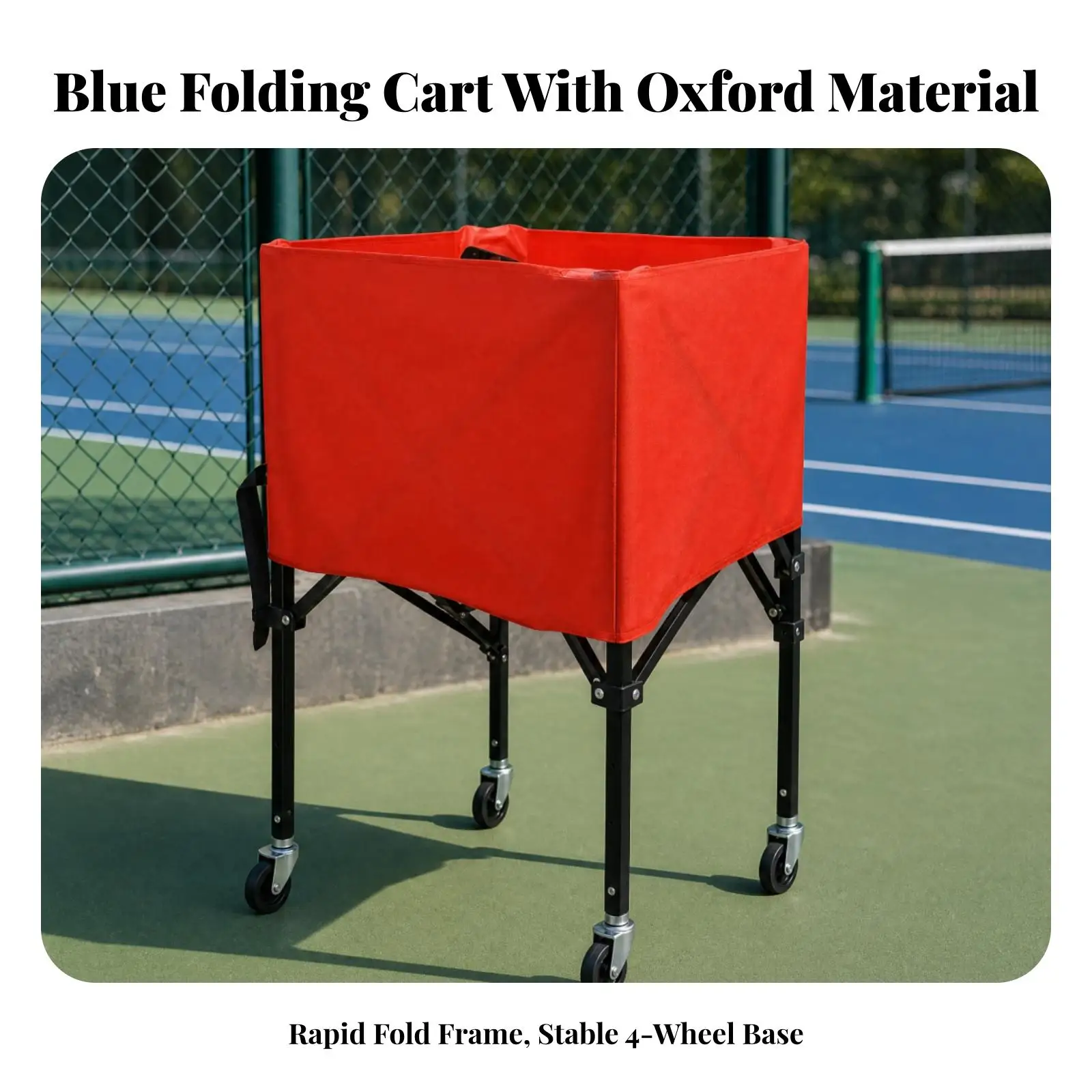 Space Saving Tennis Ball Cart with Wheels Foldable Basket Design for Coaches and Players to Store Balls During Drills
