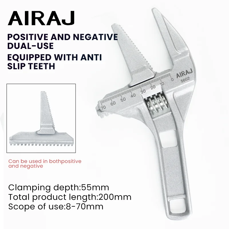 ARAJ Multi-Function Adjustable Wrench, With scales Universal Spanner, Large Open Repair Tool for Water Pipe & Bathroom