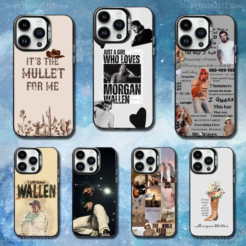 

Singer M-Morgan W-Wallen Phone Case For iPhone 11,12,13,16,14,15,Mini,Pro,XS,MAX Black Matte Shockproof Cover