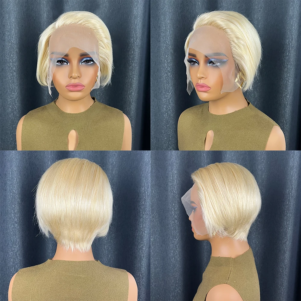 6 بوصة قصيرة عابث الباروكات الشعر البشري 100% الطبيعية واقعية متشابكة الحرة 13x4x1 الدانتيل الجبهة الأسود غلويليس شعر مستعار للنساء ارتداء اليومي