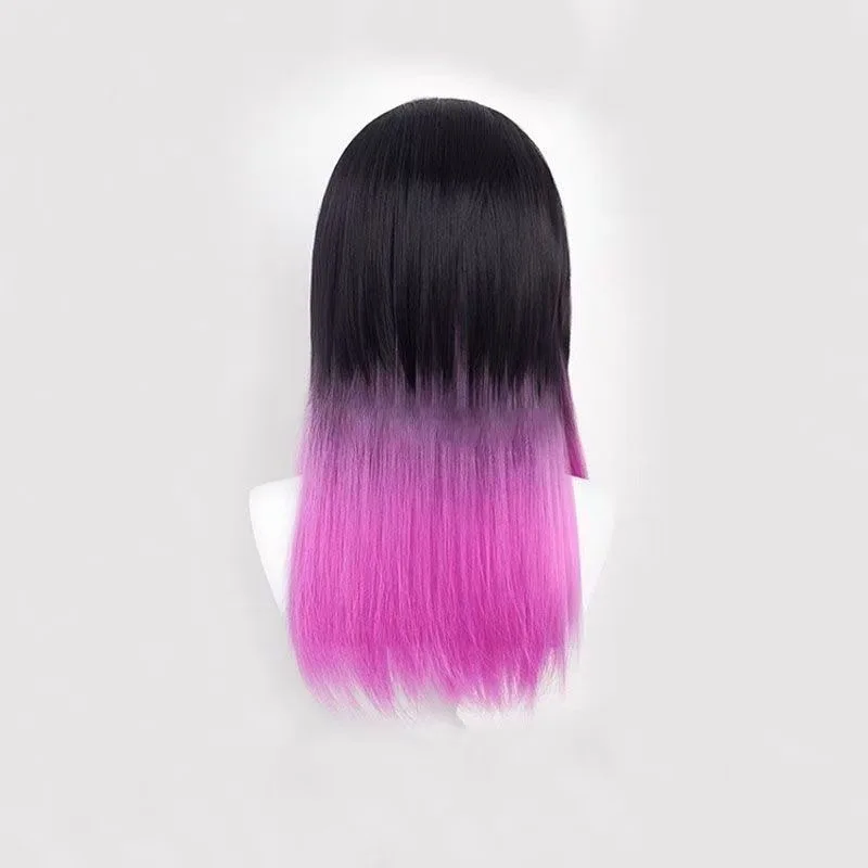 Reyna Anime Cosplay Wig Black and Pink Double-Layer Long Hair Synthetic Heat-Resistant Rose Net Headband Wig for Halloween Party - view 5