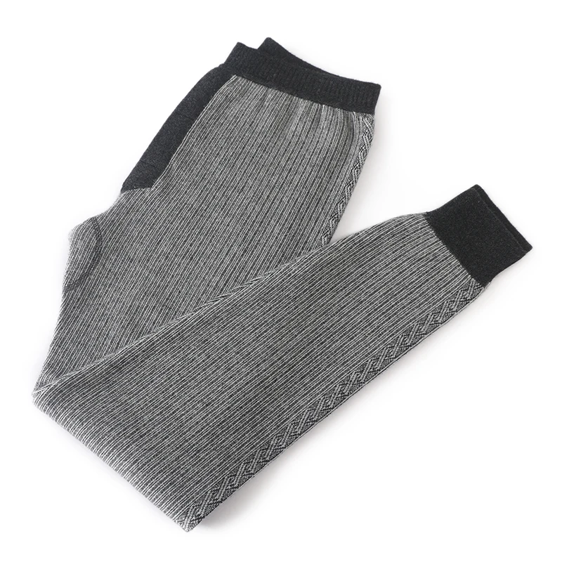 Pants Men's High Waist Pants Autumn Winter New Casual Knitted Leggings Warm Fashion High Quality Wool Thick Man Pant