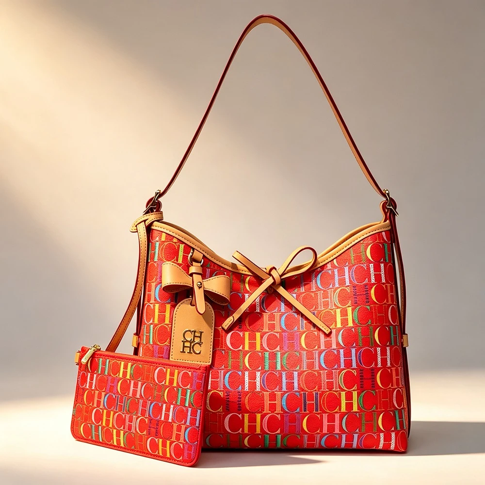 CH HOBO 11 Monogram Tote Bag Bow Removable Mini Coin Purse Underarm Shoulder Bag Women Large Capacity Daily Shopping Handbag - view 3