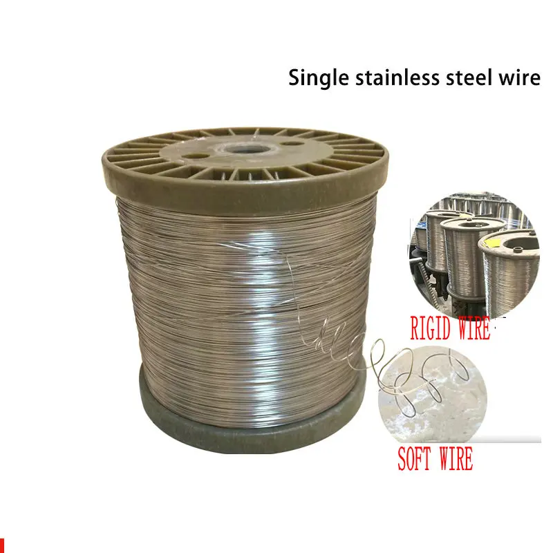 HQ 0.1-2MM Marine Grade 316 Single Stainless Steel Wire Rod Tiny Soft or Rigid Stroke Line Fishing Banding Clothesline
