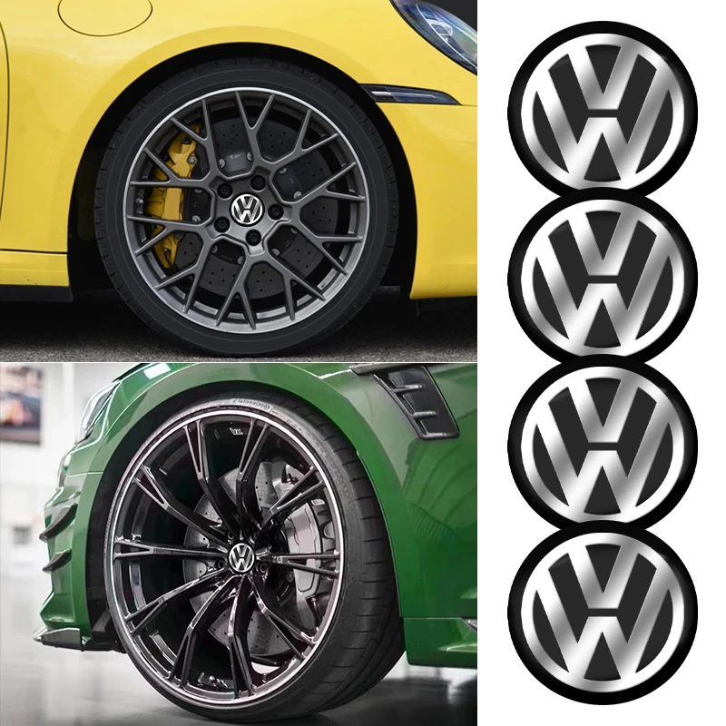 4Pcs 56mm Car Wheel Stickers Center Hub Cap Car Emblem Badge Decal For Volkswagen GTI R-Line R Polo T5 Golf Passat Scirocco