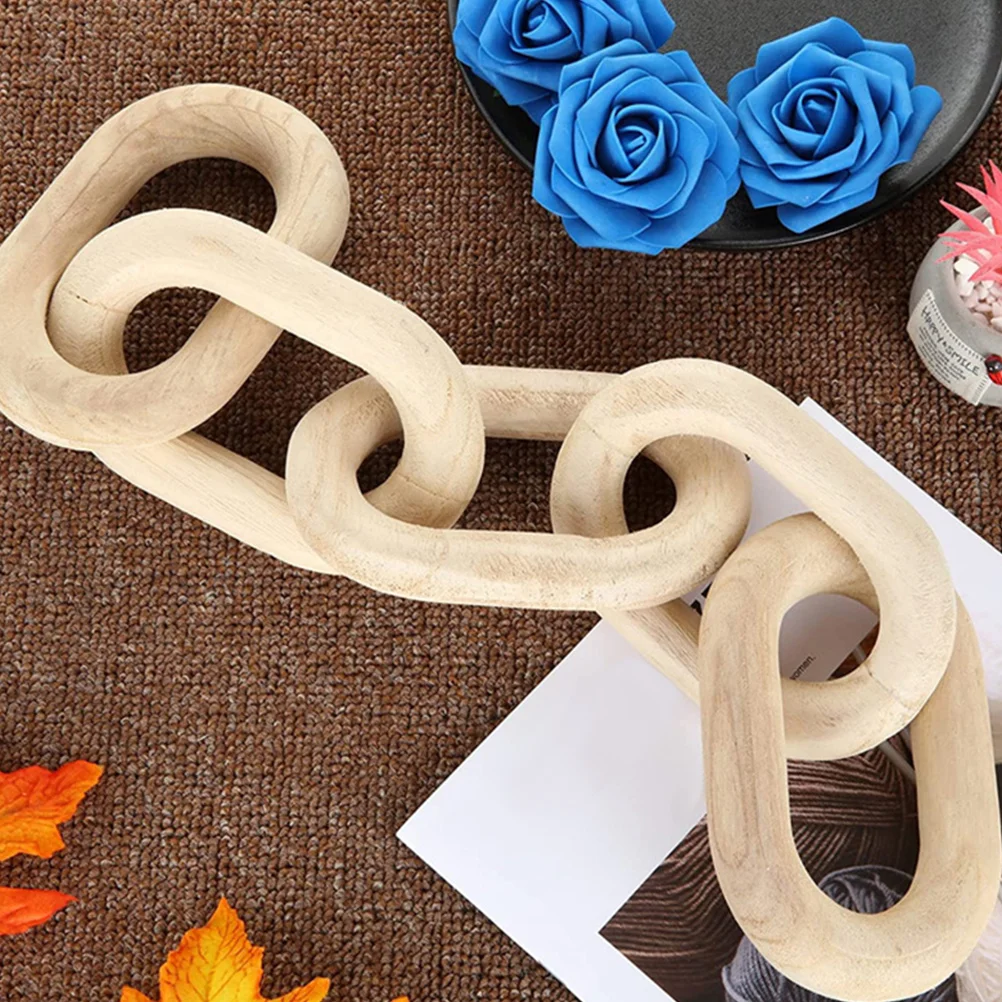 

Wooden Five Ring Chain Decoration Natural Smooth Finish Wall Hanging Ornament For Home Living Room Farmhouse Hotel Decor