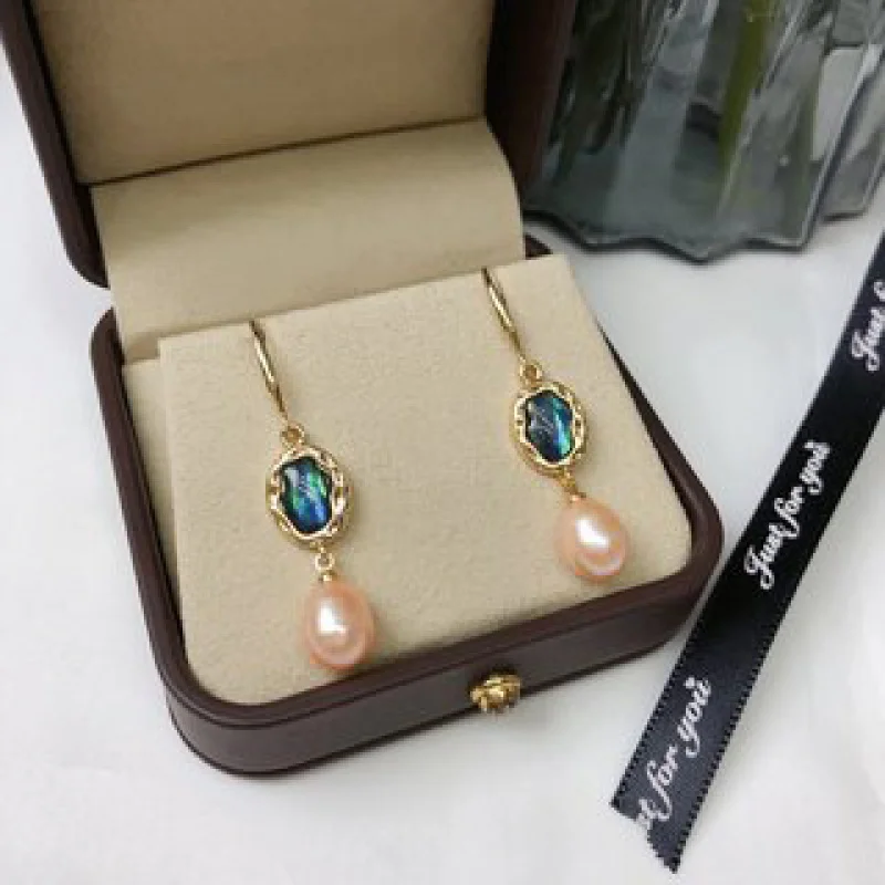 Abalone Shell Freshwater Pearl Earrings National Style Retro Light Luxury Elegant Ear Hooks Water Drop Beads Gift for Best Frien
