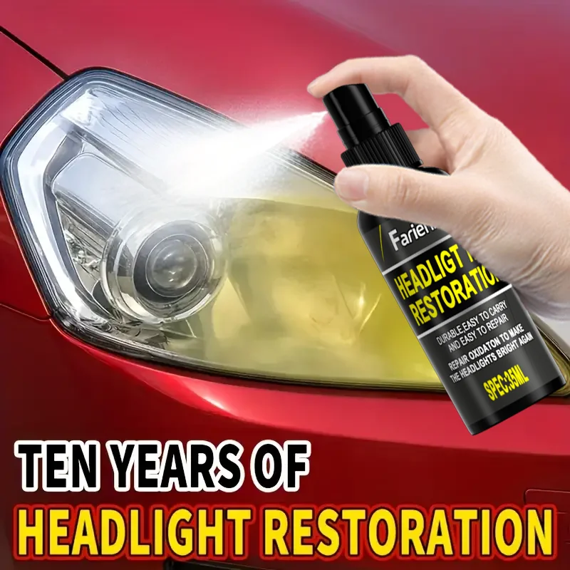 Headlight Restoration Spray 35ml - Car Headlight Cleaner, Cloudy Lens Repair, Long-lasting Clarity, UV Protection