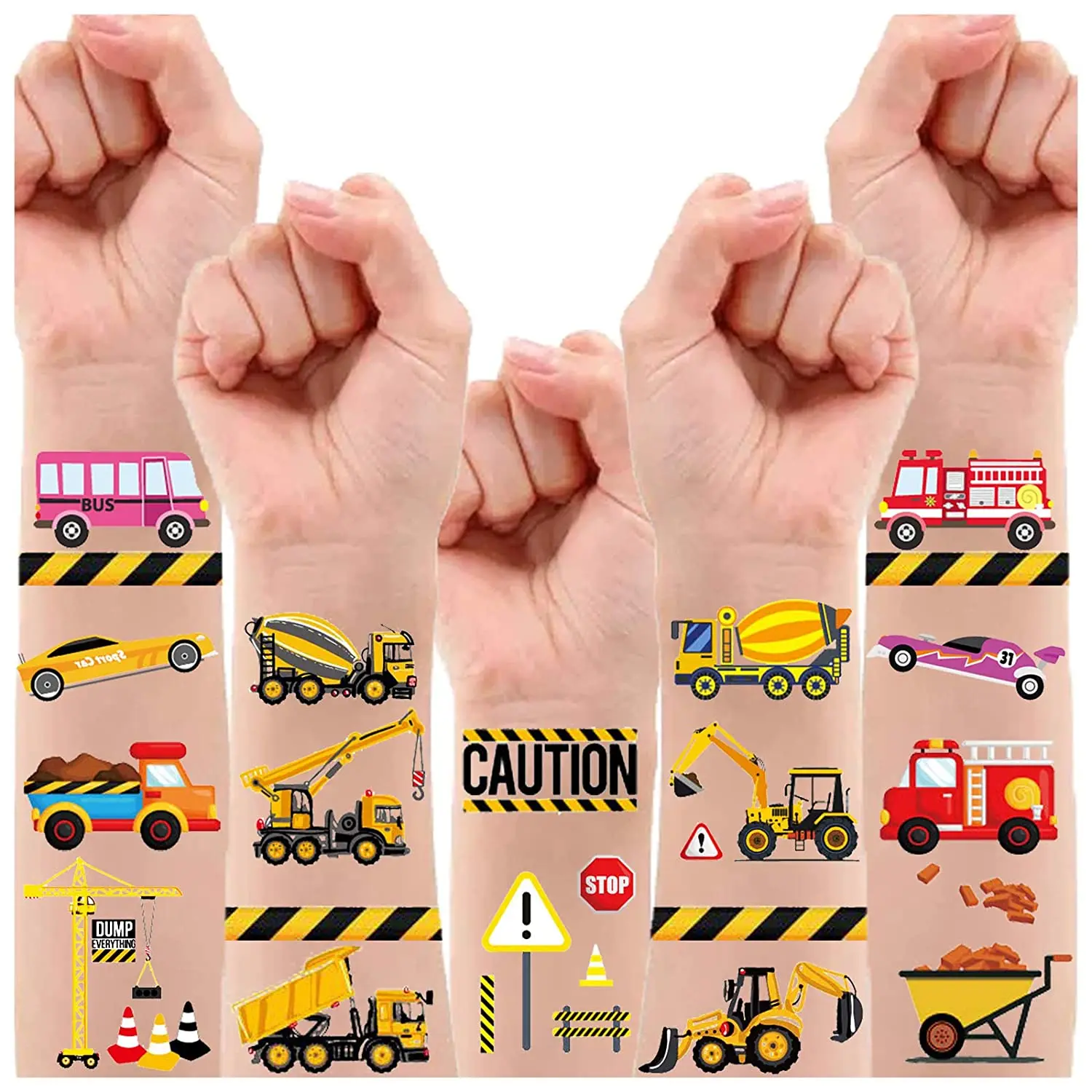 Construction Tattoos Temporary For Boys Kids Decoration Birthday Favor Body Arm Cute Tattoos Sticker Construction Party Supplies