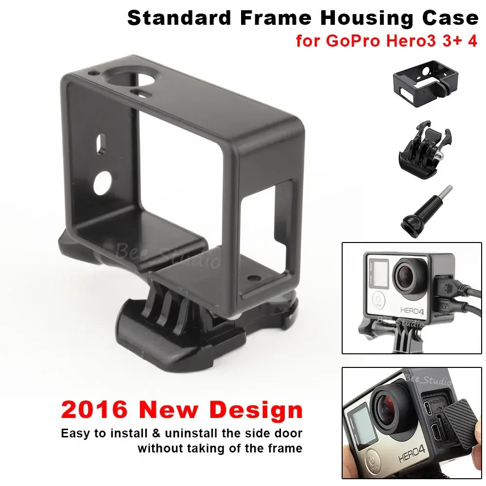 Standard Frame Border Housing Case Mount for GoPro Hero 3 Hero 3+ Hero 4 Black Black