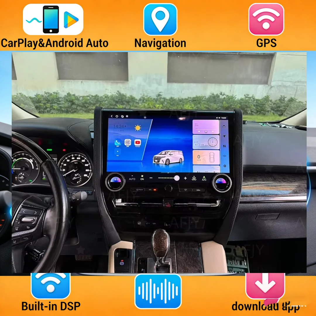 Car Stereo Multimedia Player For Toyota Alphard 30 To 40 Series 2015 2016 -2020 Wireless CarPlay Radio GPS Navigation Head Unit