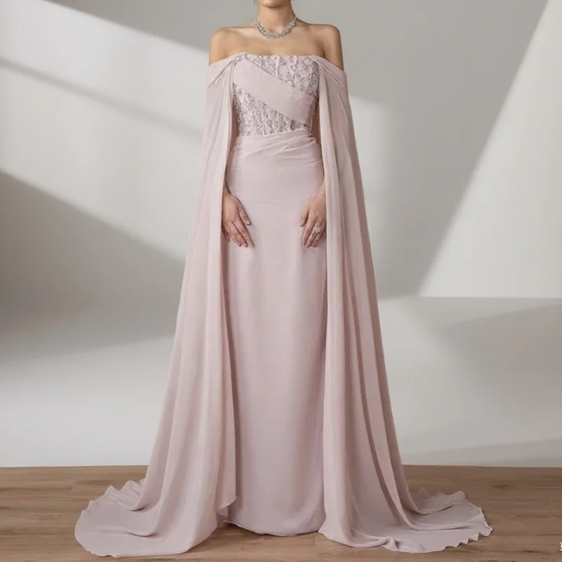 

Arabian Prom Dress for Special Occasion Customized Off Shoulder Boat Neck Beadings Sequined Party Gown