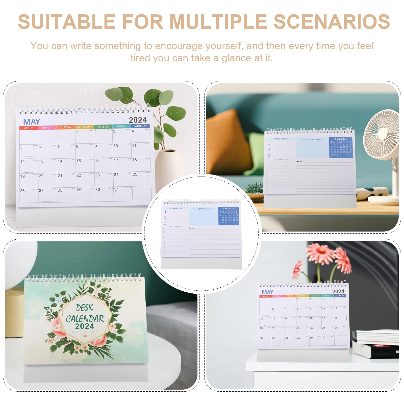 

Desk Calendar 2024 Creative Flip Monthly Standing Desktop Calendar Thick Paper Office Planner Desk Calendar-2024