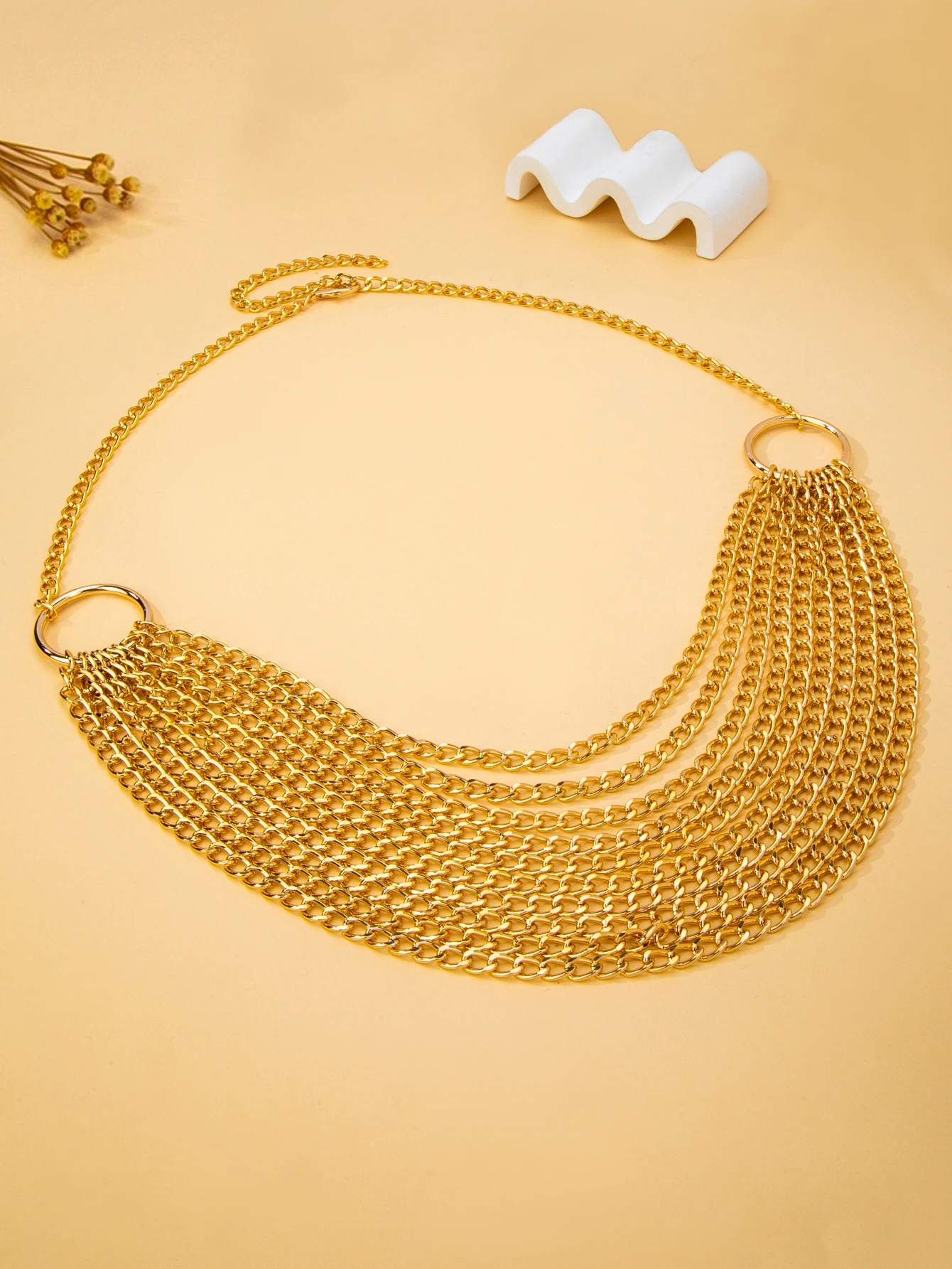 Multi-Layered Gold Chain Waist Chain for Women, Irregular Tassel Body Chain, Round Buckle Hot Girl Waist Belt, Nightclub Party Beach Bikini Accessory view 5