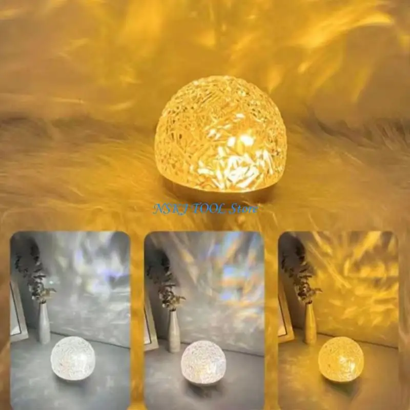 L8RC Water Ripples Projector Night Light Crystal Lamp 3 Color Atmospheres Light