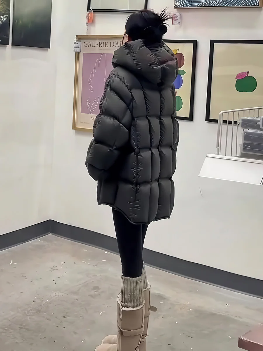 

Женская пуховая куртка-пуховик с капюшоном, эффект облачной мягкости, зимняя новинка, повседневная, свободного кроя, с длинными рукавами