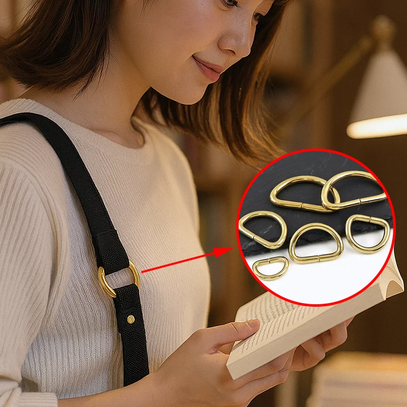 

5/10/20Pcs 10-38mm D Rings Solid Brass Buckles Bag Hanger Sider Clip Carabiner Ring Hook Webbing Strap Connect Belt Loop Buckla