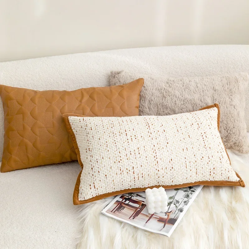 Large Size Orange Coffee Texture Pillow Covers Modern Light Luxury Simplicity Cushion Cover Home Sofa Bedside Pillow Cases