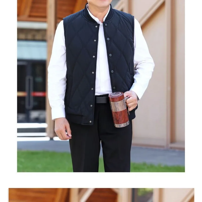 

Autumn and winter vest plus velvet thickened men's solid color button pocket sleeveless jacket fashion top