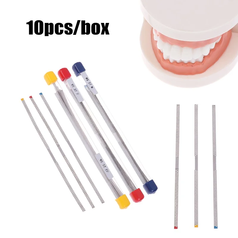 10pc/box Dental Diamond Polishing Strip With Hole Sanding Double Sides Surface Polishing Teeth Materials