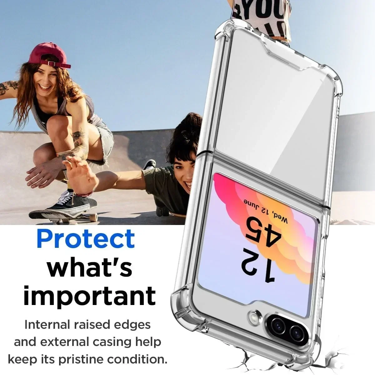 Handyhülle für Samsung Galaxy Z Flip 8 7 FE 6 5 4 Flip6 Flip5 Flip4 Klar Transparent Acryl Hartplastik Rückseite TPU Schutzhülle – Detail 3