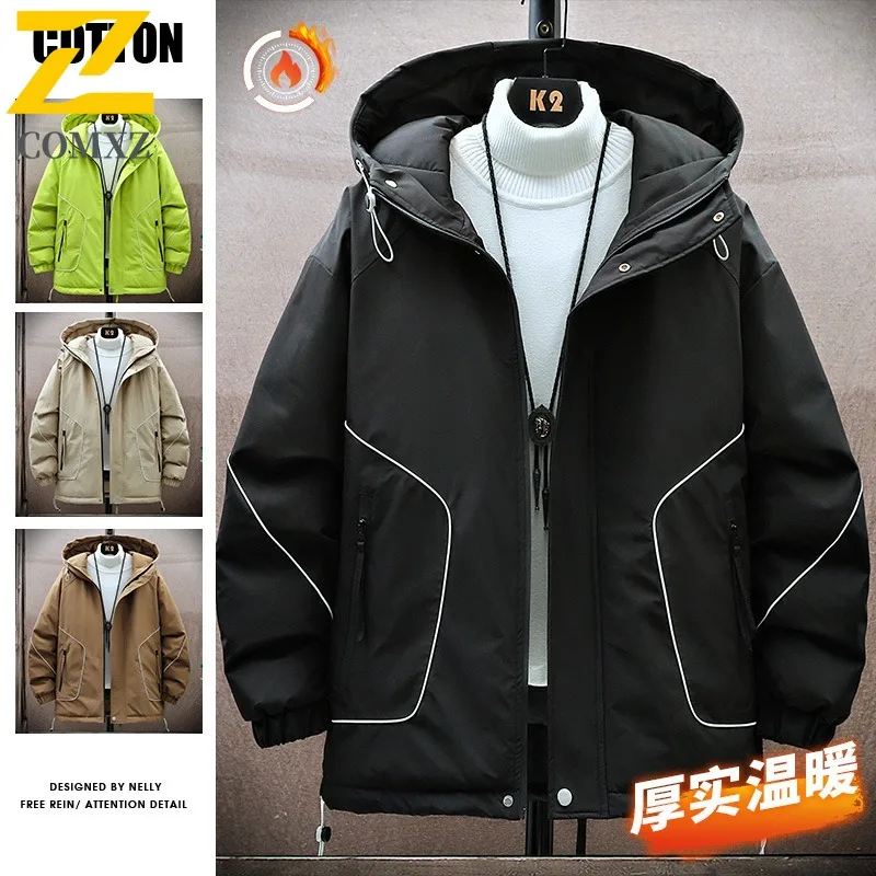 COMXZ Casual Men Padding Coat Classic Hooded Outdoor Adventure Windproof Hiking Coat Versatile Trekking Warm Autumn Garment
