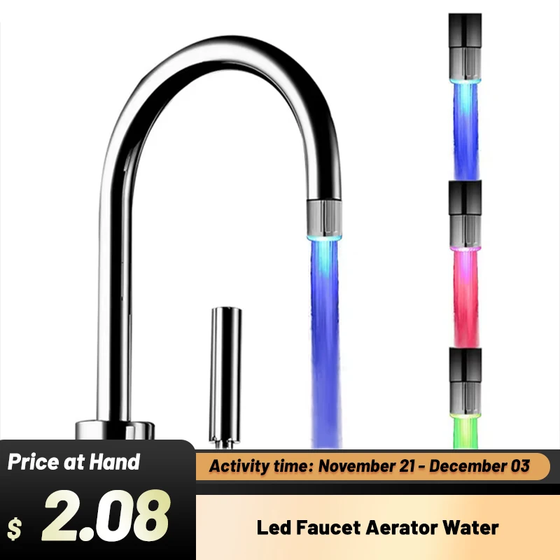 Zhangji Bathroom Led Faucet Aerator Water Power Shower LED Tap light  Water Saving Kitchen Colorful Aerator 1/3/7 color 5 choice