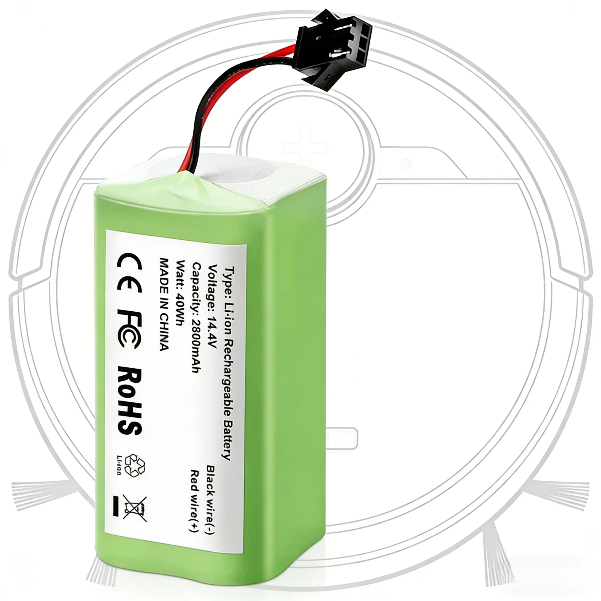 14.4V 6800mAh Li-ion Battery Replacement for Conga 990 1090 Tesvor X500 Ecovacs Deebot N79 N79S DN622 Eufy RoboVac 11 11S 30